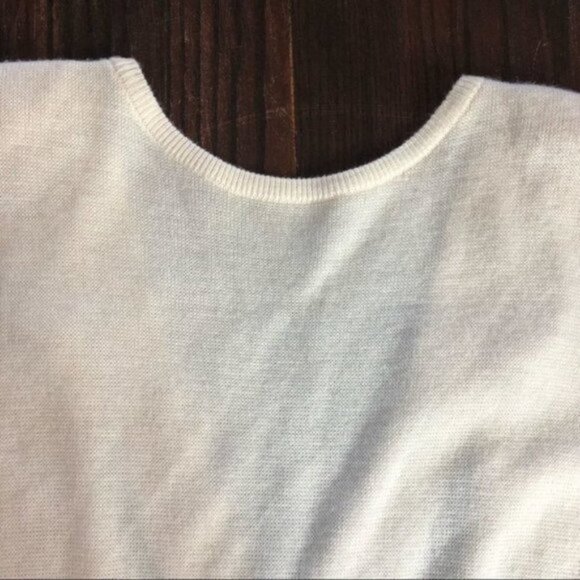 Vintage Rodier Off White Cream Wool Sweater Dress Criss Cross Back - Picture 7 of 12